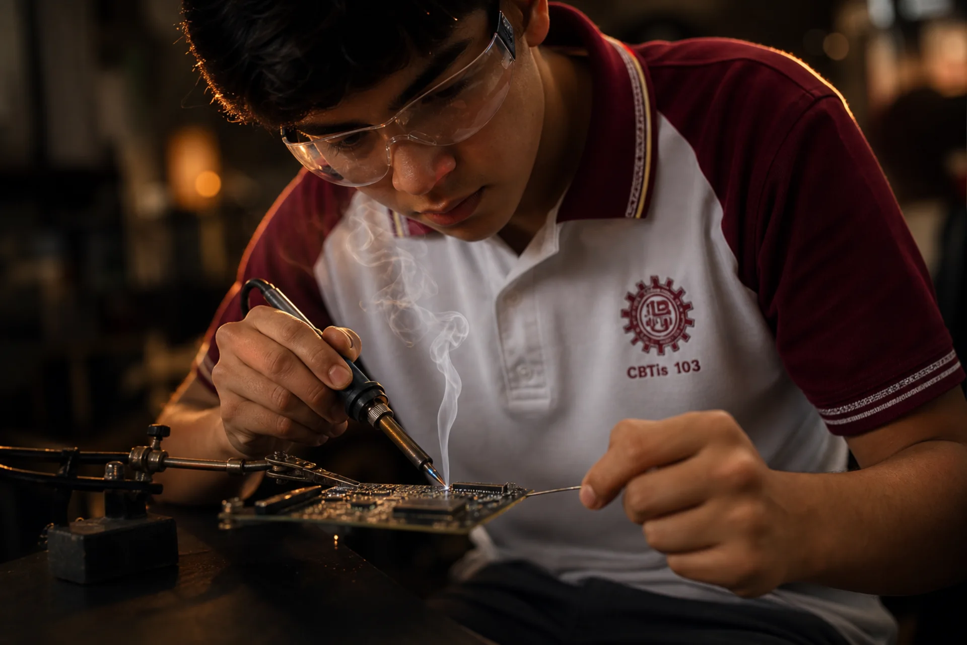 Estudiantes de Electrónica en el CBTIS 103
