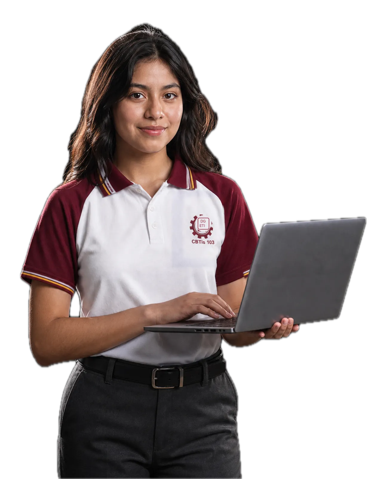 Alumna del CBTIS 103 con una laptop